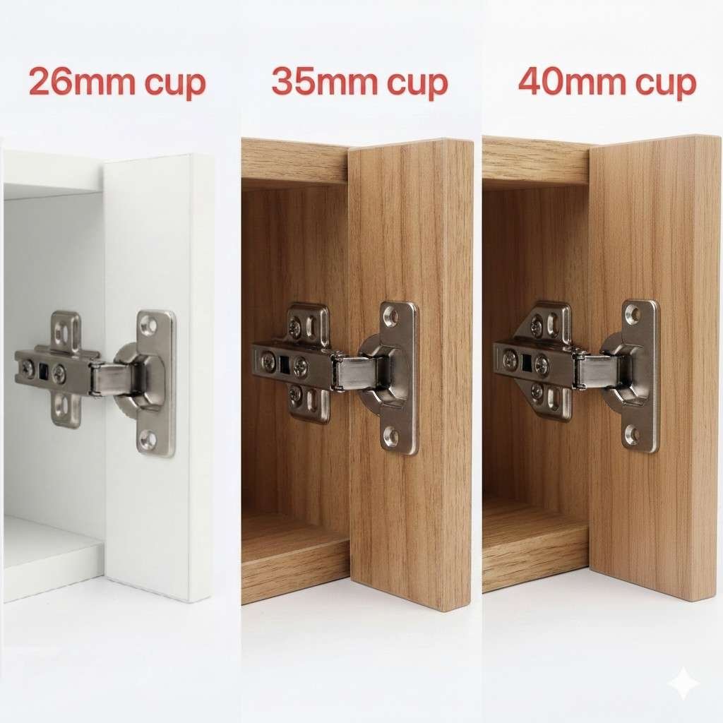 Cabinet hinge cup sizes comparison