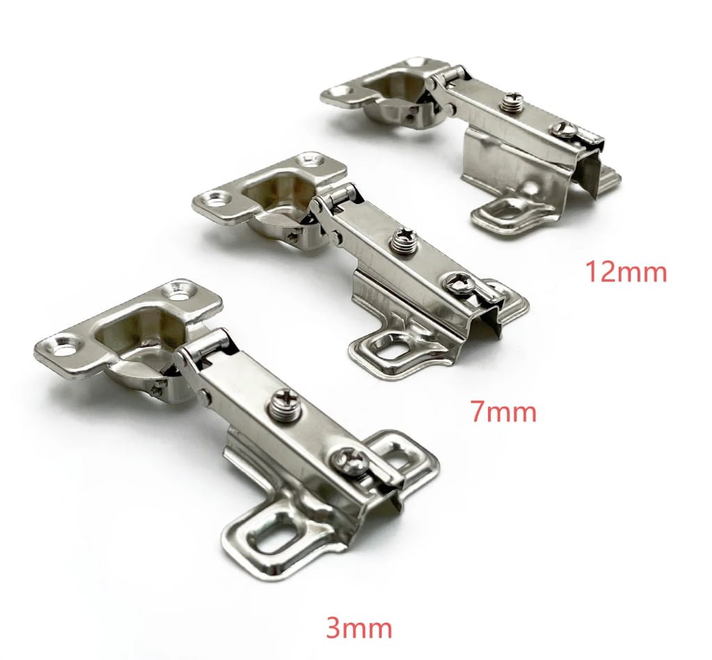 3mm 7mm 12mm cabinet hinge plate comparison