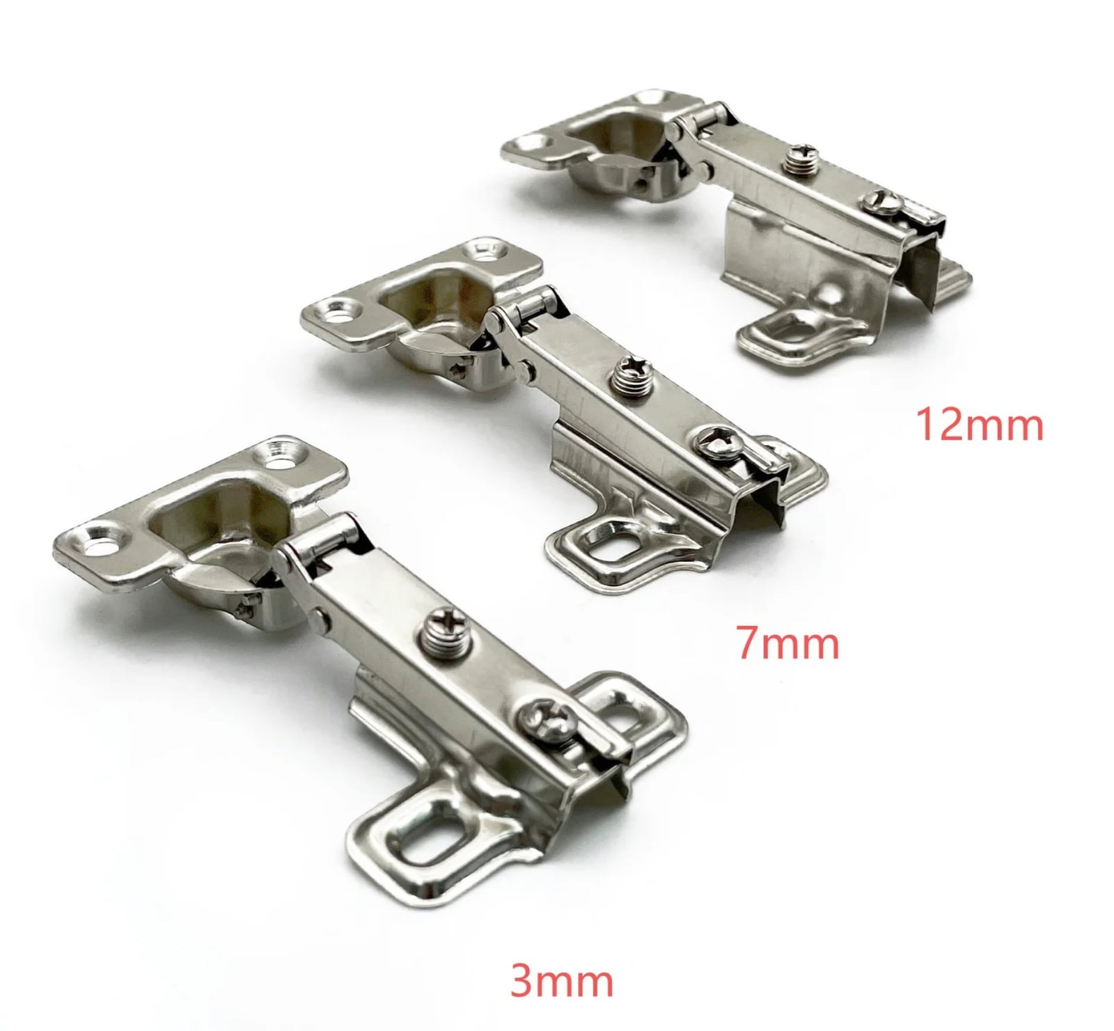 3mm 7mm 12mm cabinet hinge plate comparison