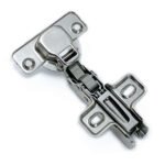 Half overlay soft-close furniture hinge for volume-produced flat-pack wardrobes in bulk