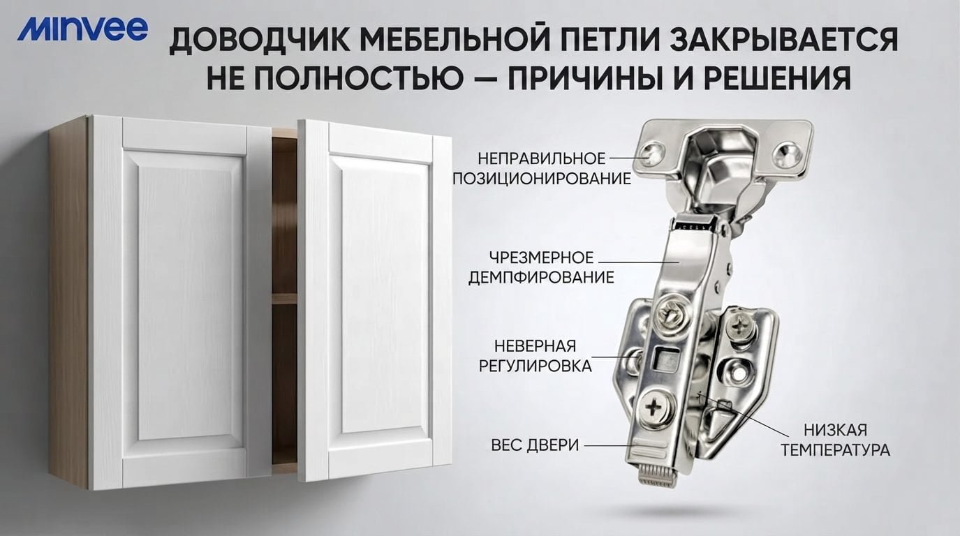 Почему петли шкафов с механизмом плавного закрывания не закрываются полностью